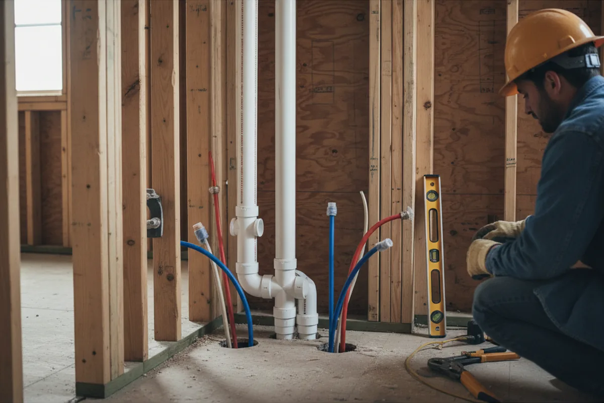 Drain and supply rough-in during Garbage Disposal Repair in Foxburg